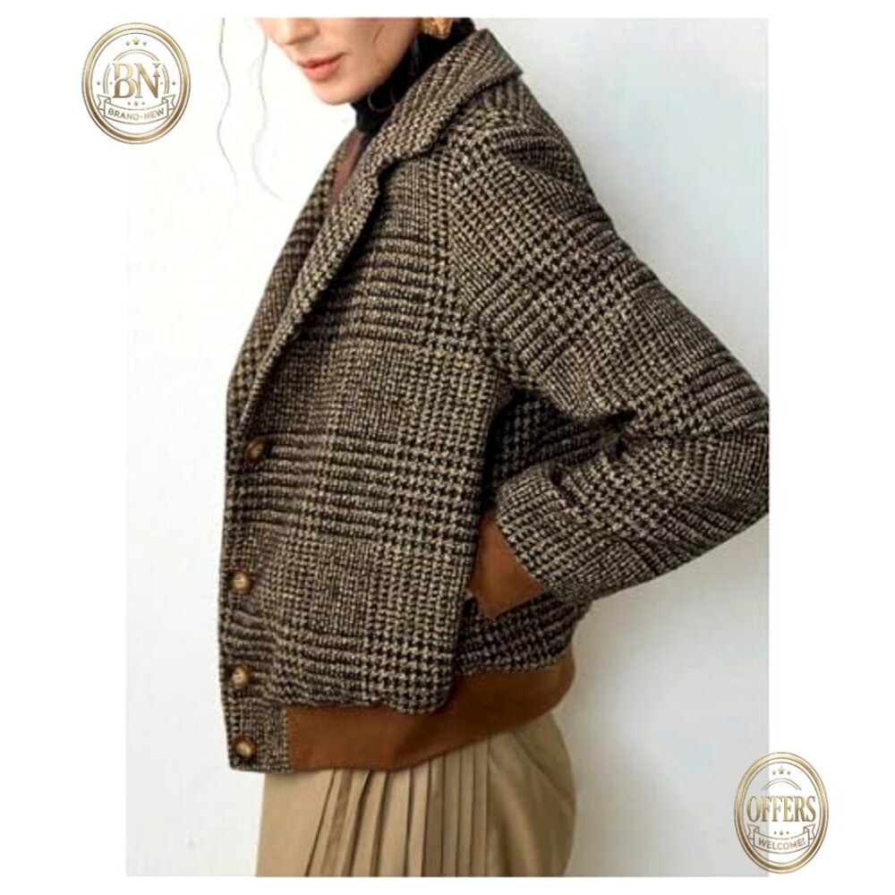 Polyester Blazer Plaid Button Down Jacket Busines… - image 4